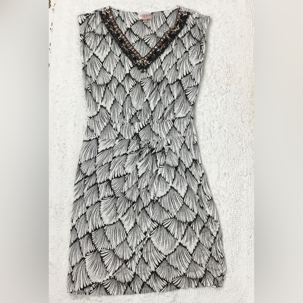 HALE BOB VINTAGE Beaded V Neck Pullover Dress size M